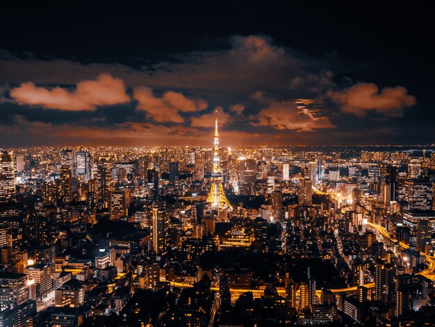 Bellissima architettura e costruzione del paesaggio urbano di Tokyo