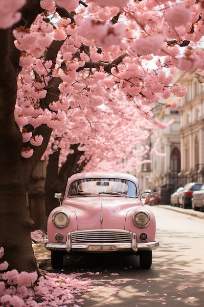 Bellissimi alberi in fiore in città in primavera