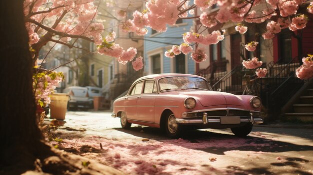 Bellissimi alberi in fiore in città in primavera