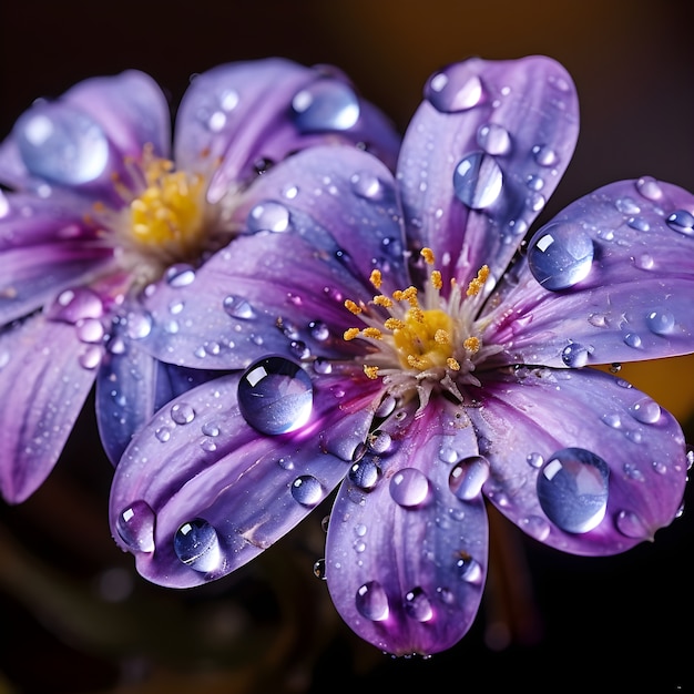 Bellissimi fiori con gocce d'acqua