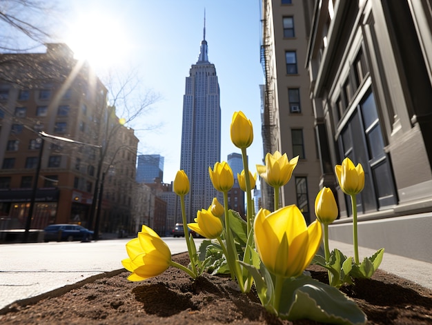 Bellissimi fiori e Empire State Building