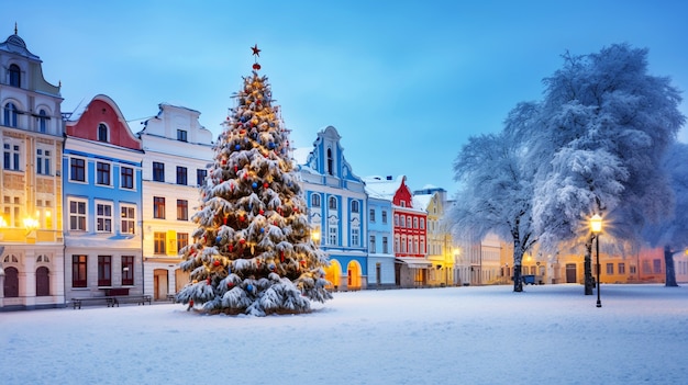 Bellissimo albero di Natale in città