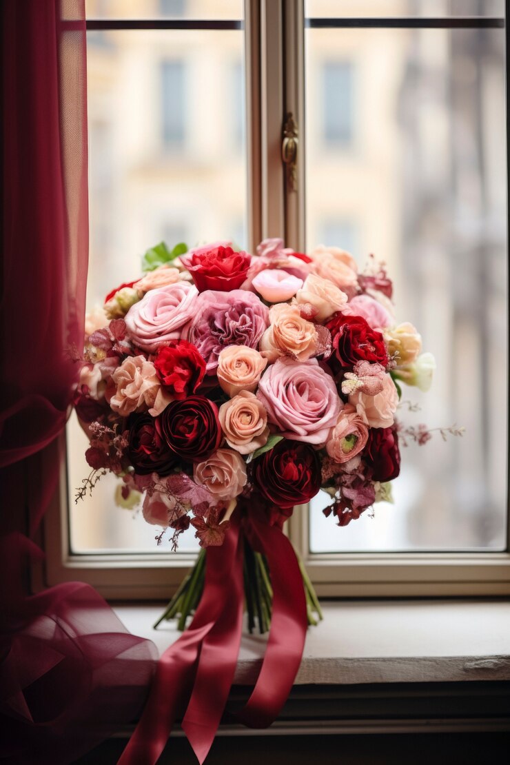 Foto gratuito bellissimo bouquet di rose all'interno