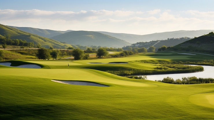 Foto gratuito bellissimo campo da golf verde