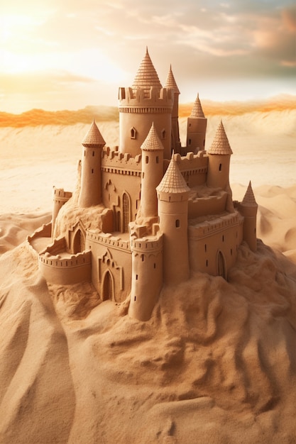 Bellissimo castello di sabbia sulla spiaggia