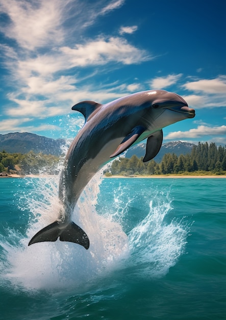 Bellissimo delfino che salta fuori dall'acqua