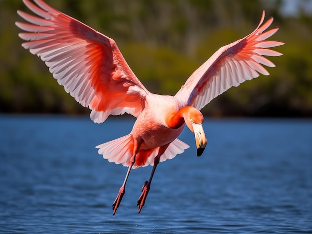 Bellissimo fenicottero nel lago