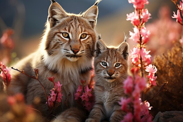 Bellissimo gatto selvatico in natura