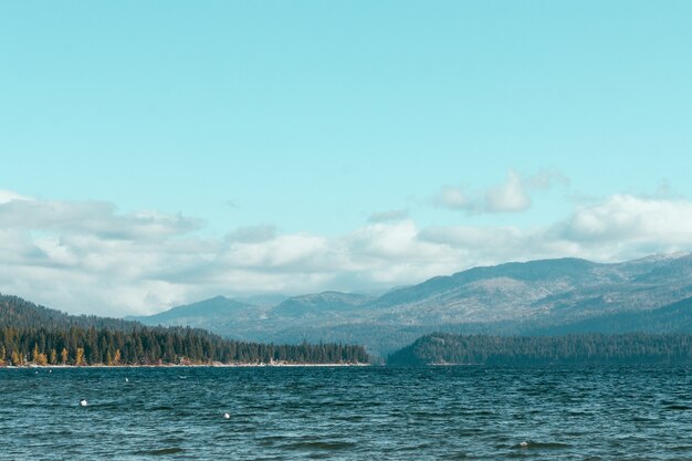 Bellissimo lago con colline i