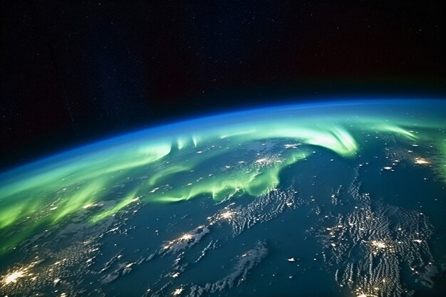 Bellissimo paesaggio con aurora boreale