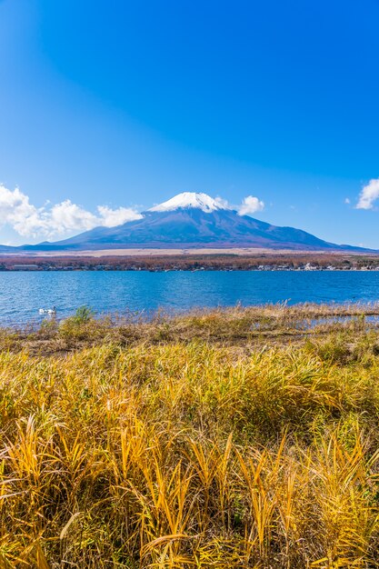 Bellissimo paesaggio di montagna fuji intorno al lago yamanakako