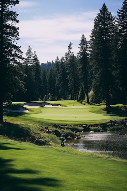 Bellissimo paesaggio di un campo da golf