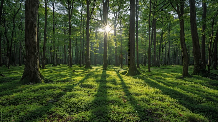 Foto gratuito bellissimo paesaggio forestale giapponese
