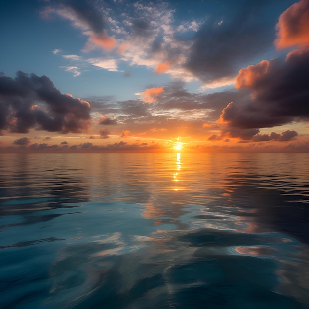 Bellissimo paesaggio marino tramonto sul mare cielo drammatico