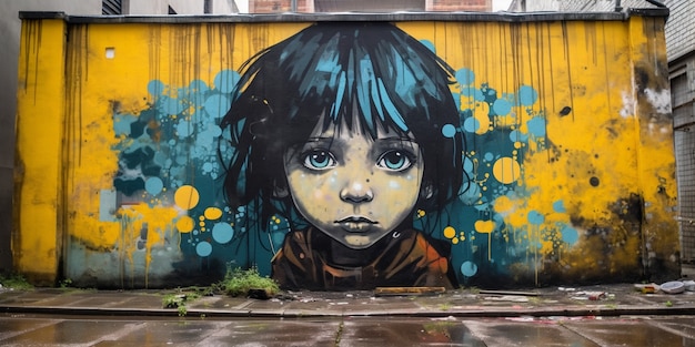 Bellissimo ritratto di bambino graffiti