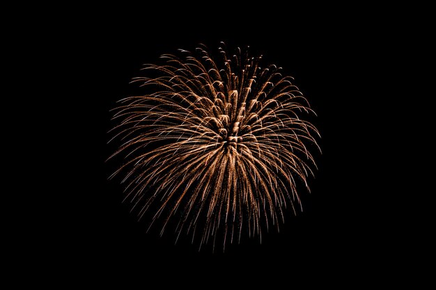 Bellissimo spettacolo pirotecnico colorato di notte per festeggiare