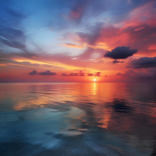 Bellissimo tramonto sul mare cielo colorato e nuvole