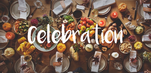 Benedizione di Thnaksgiving che celebra il concetto del pasto riconoscente