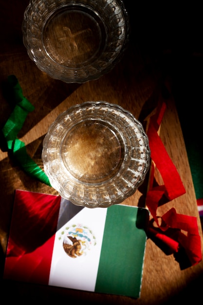 Bevande deliziose vista dall'alto per la festa messicana