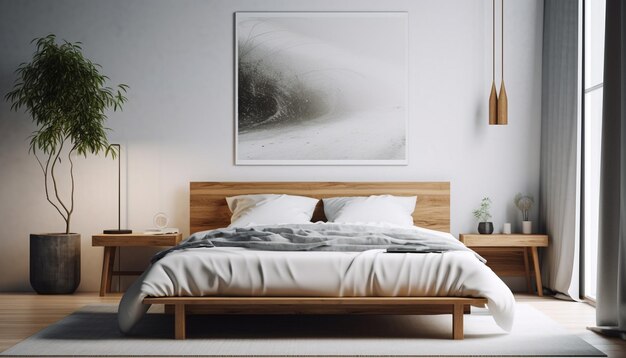 Biancheria da letto di lusso moderna con illuminazione accogliente ed eleganza generata da AI