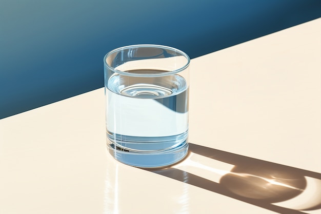 Bicchiere d'acqua con ombre