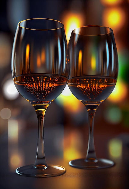Bicchiere di coppe di vino rosso da vicino IA generativa