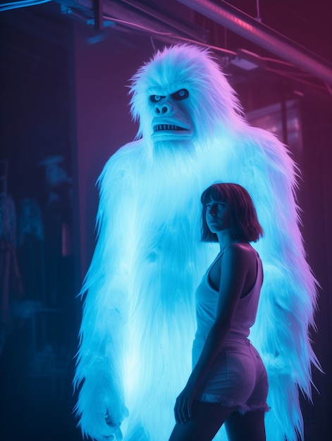 Bigfoot rappresentato nel bagliore al neon