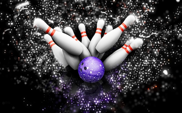 Birilli da bowling 3D con effetto scintillante