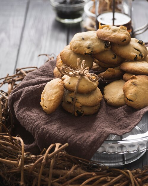 Biscotti al cioccolato deliziosi primo piano