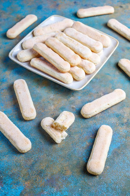 Biscotti Coccinelle, Savoiardi, pan di Spagna dolci, vista dall'alto