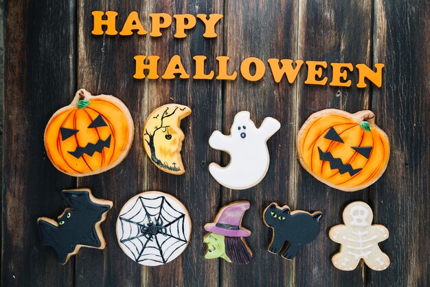 Biscotti di Halloween e felice Halloween felice