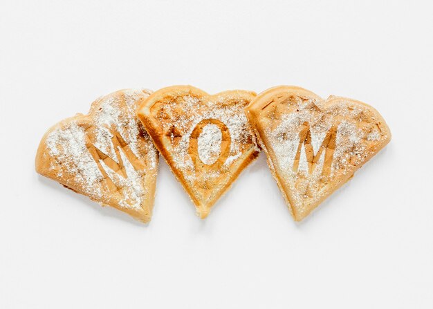 Biscotti per la festa della mamma vista dall'alto