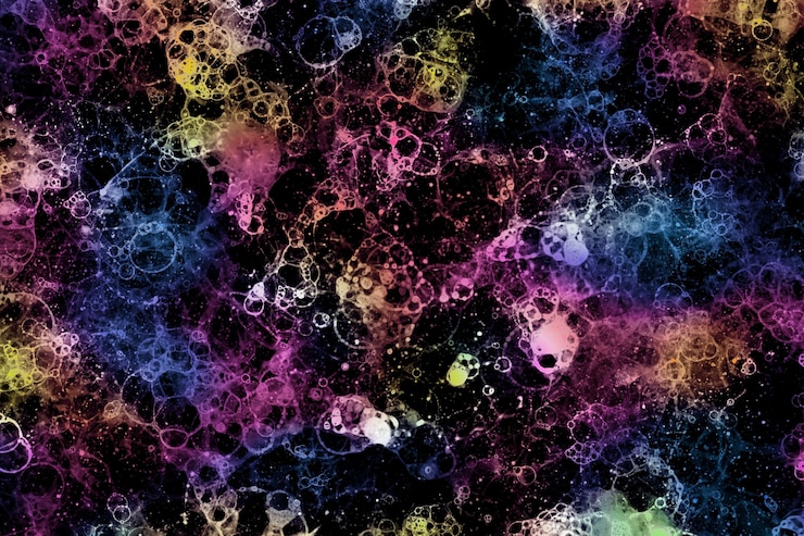 Foto gratuito bolla colorata su sfondo nero in stile astratto