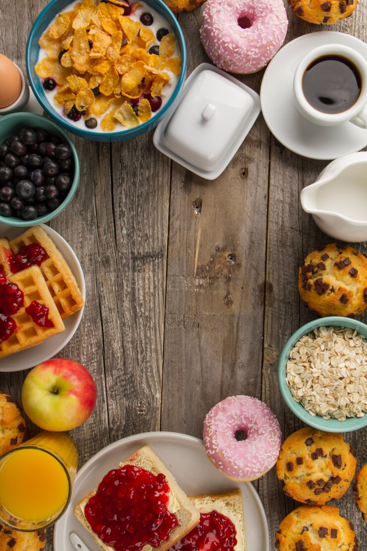 Foto gratuito bordo dal cibo per la colazione