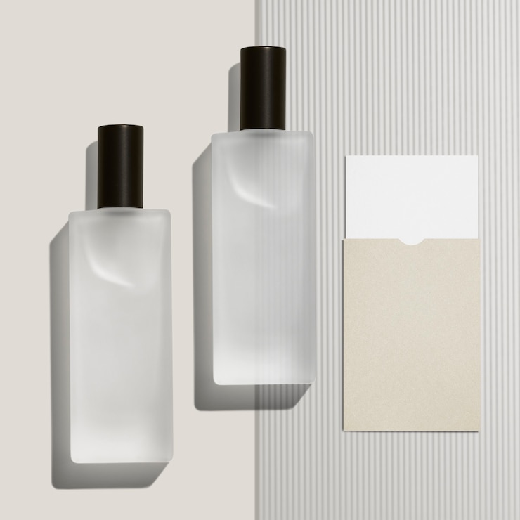 Foto gratuito bottiglie cosmetiche su sfondo minimo