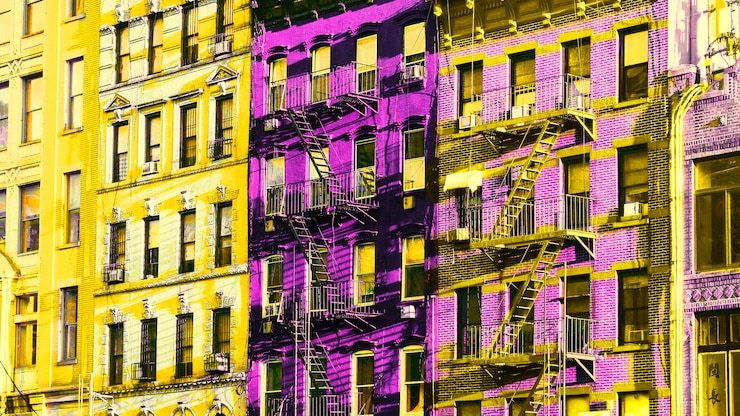 Foto gratuito bright pop design del paesaggio