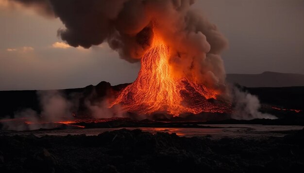 Burning fenomeno naturale fiamma calore fumo struttura fisica distruzione inquinamento generato dall'IA