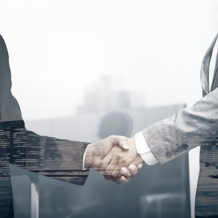 Foto gratuito business partner stretta di mano aziendale internazionale