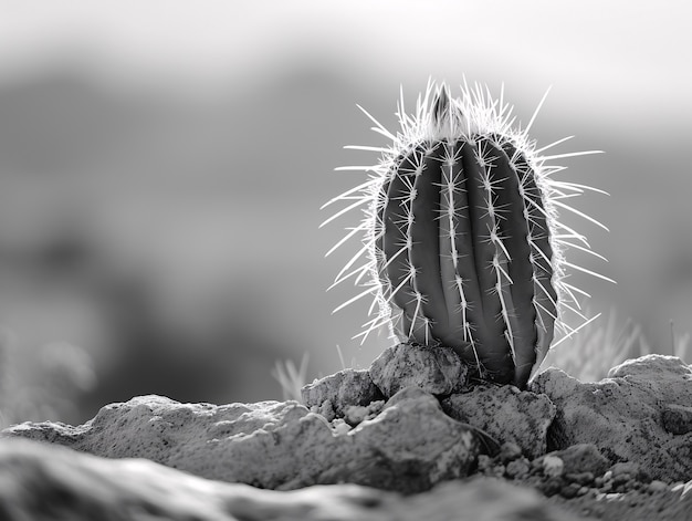 Cactus del deserto bianco e nero