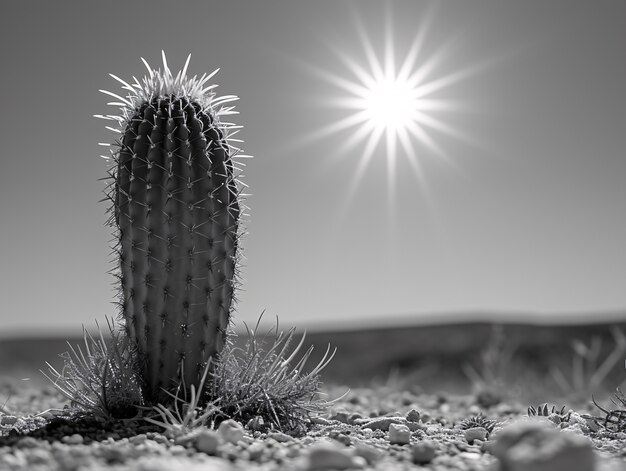 Cactus del deserto bianco e nero