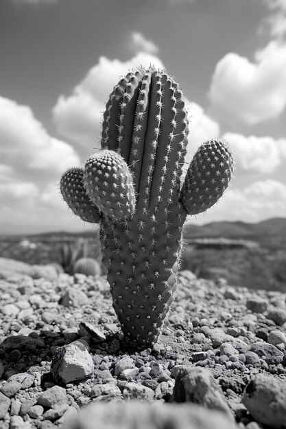 Cactus del deserto bianco e nero