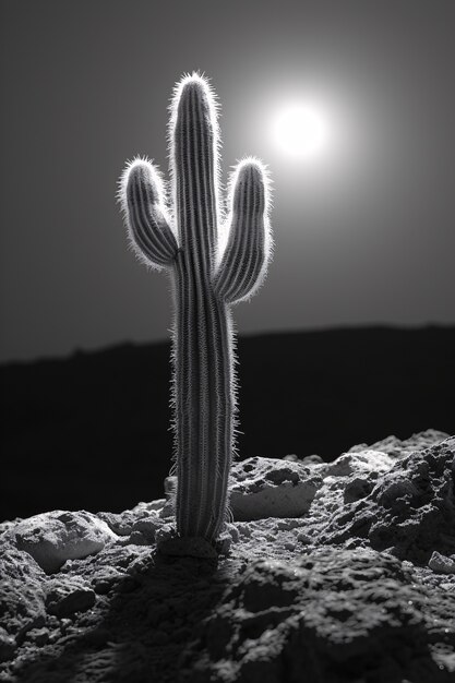 Cactus del deserto bianco e nero