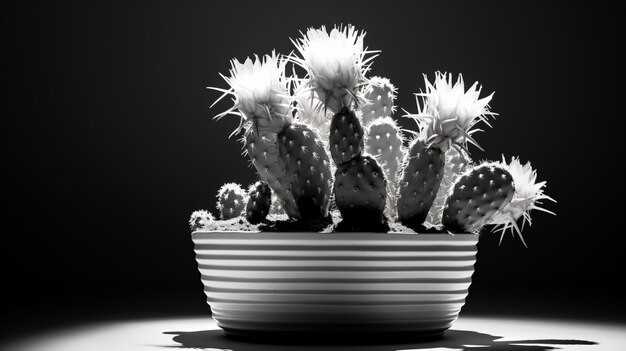 Cactus del deserto bianco e nero