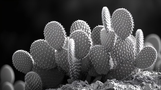 Cactus del deserto bianco e nero