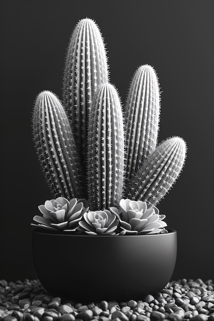 Cactus del deserto bianco e nero