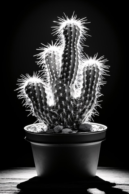 Cactus del deserto bianco e nero