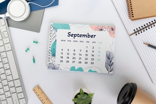 Calendario da tavolo con testi in inglese