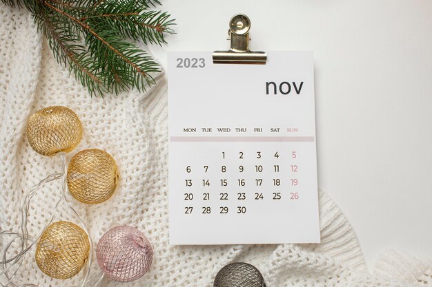 Calendario da tavolo con testi in inglese