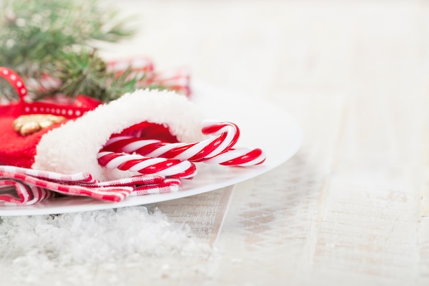 calza di Natale con bastoncini di zucchero