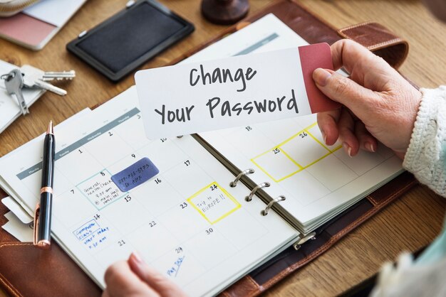 Cambia la tua password Informativa sulla privacy Protezione Sistema di sicurezza Concept